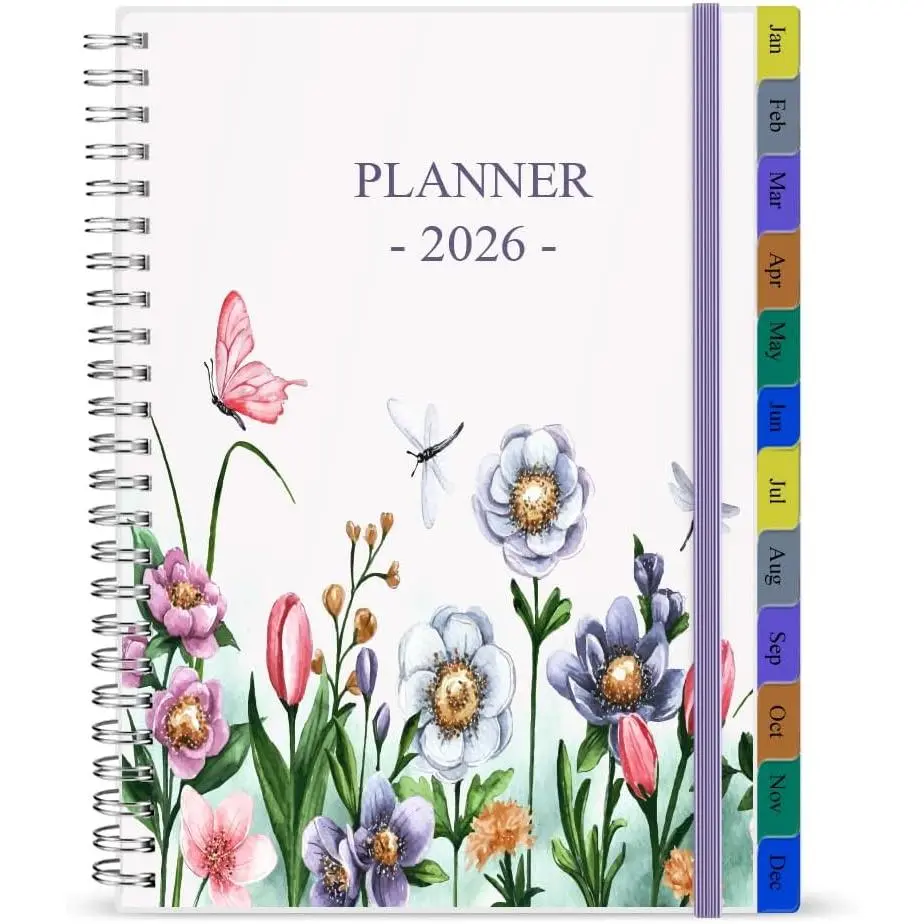 2026 Planner - Weekly & Monthly Planner Runs Jan 2026 to Dec 2026, 6.25" x 8.25", 12 Monthly Tabs, 14 Notes Pages, Inner Pocket, Flexible Cover with -Wire Binding, Planners 2026 (, 6.25" x 8.25")