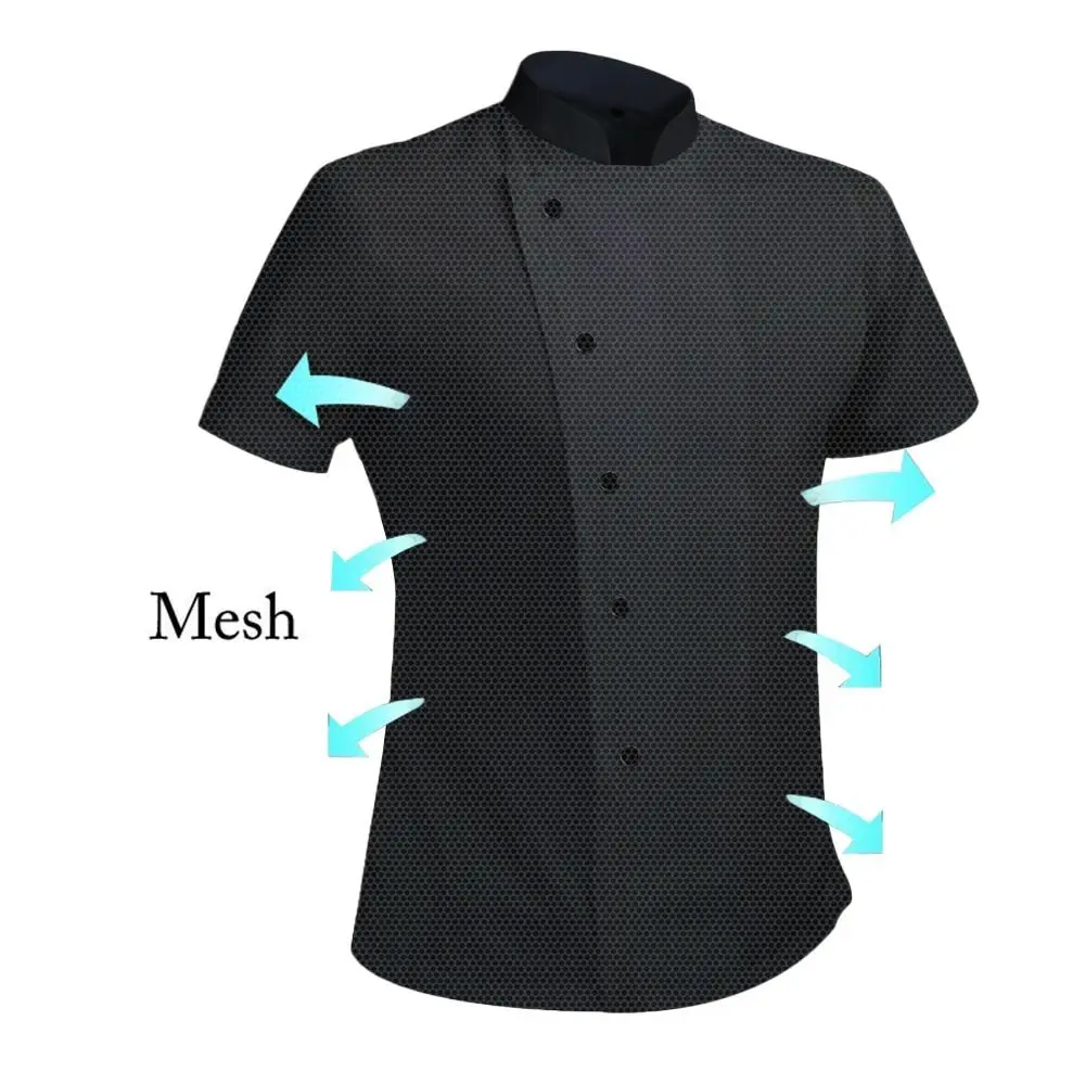360°Breathable Summer Mesh Chef Jacket Men Women Short Sleeve Cooking Shirt Cool Work Tops