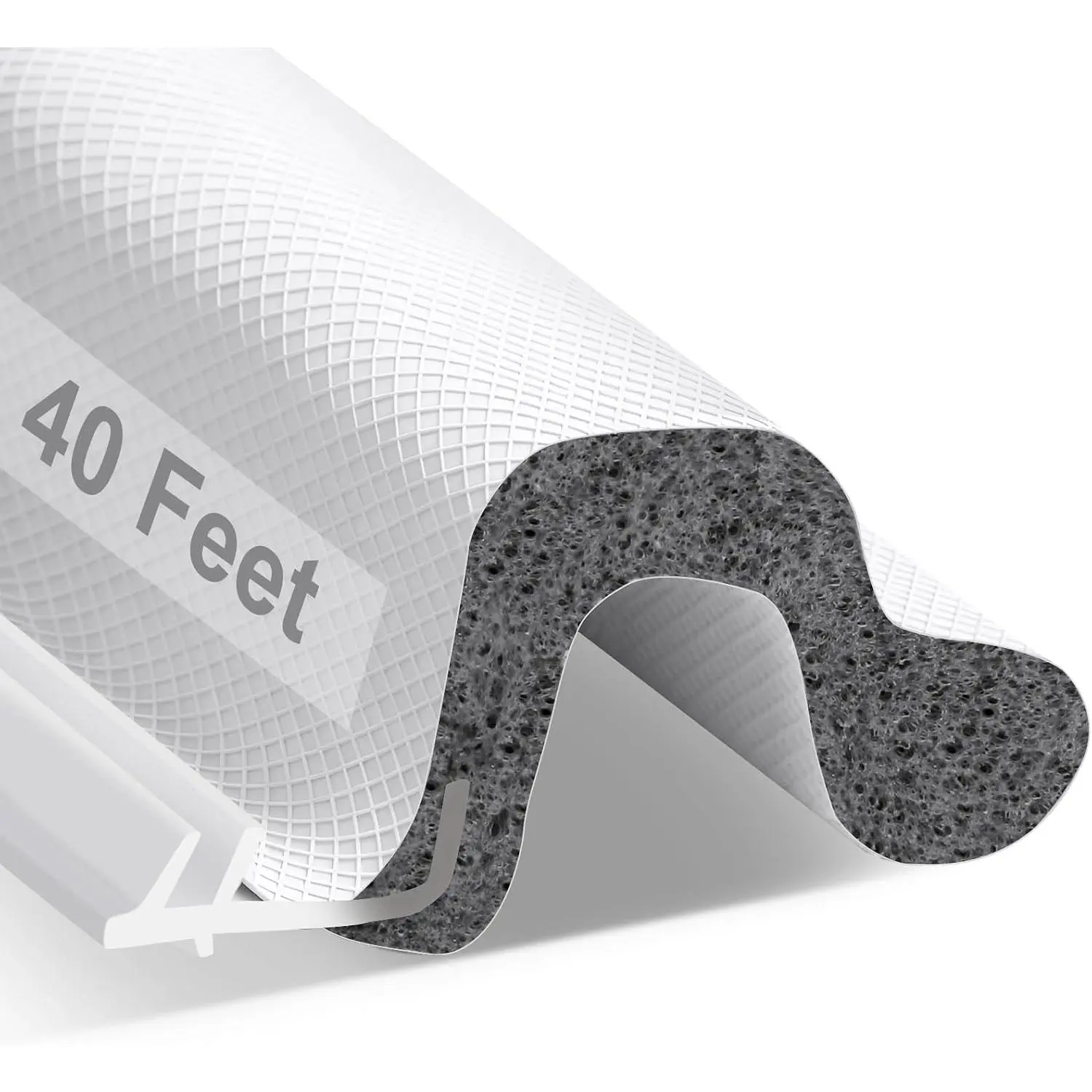 Kerf Exterior Door Weather Stripping for Large Gaps, 40FT White | Fits 1/4"-3/4" gaps  front door frames; press-in kerf seal reduces drafts and energy loss; easy to cut, not self-adhesive