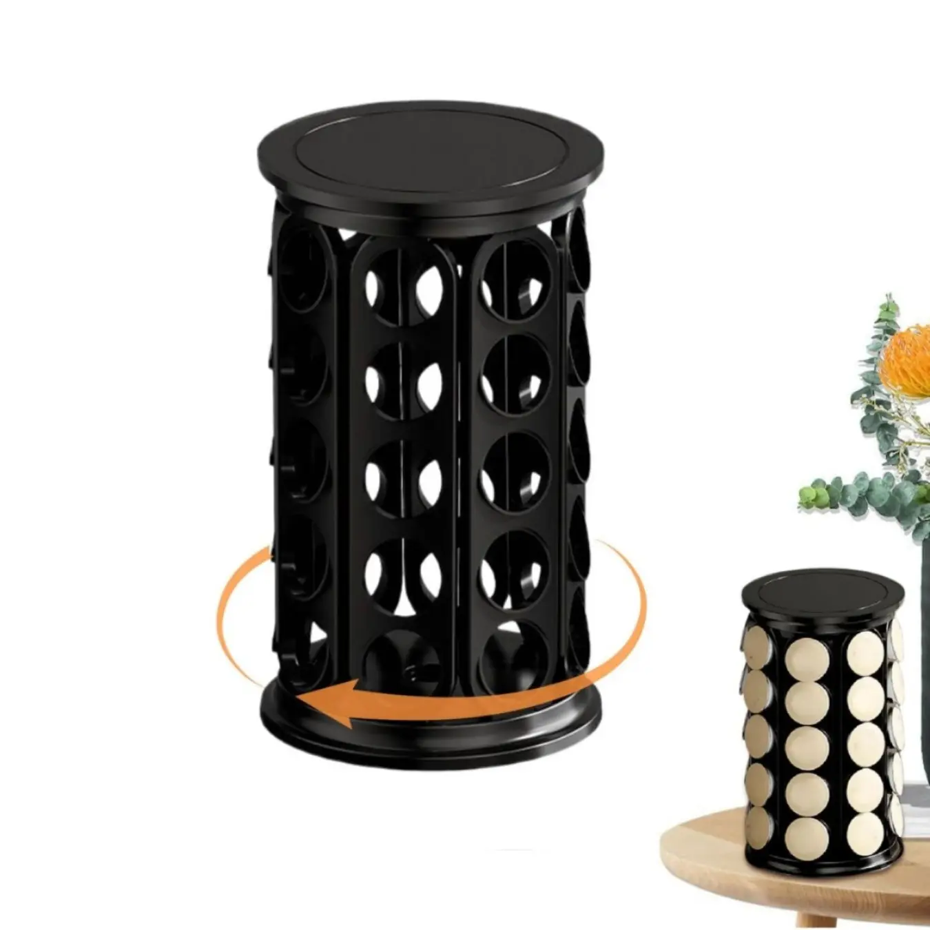 40 Capacity Rotating K-Cup Pod Carousel Storage Holder, Space Saving Coffee Capsule Organizer Stand Compatible with All Standard K Cup Coffee Pods for Kitchen Countertop, Coffee Accessories