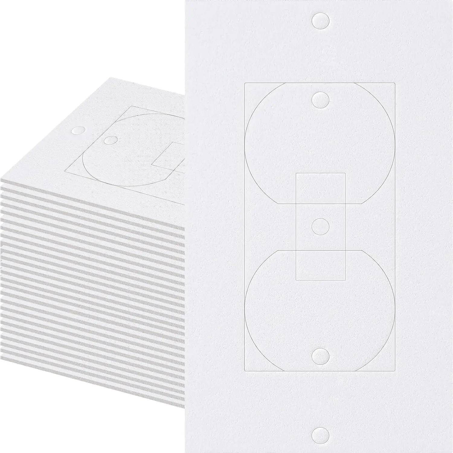 Electrical Outlet Insulator Draft Sealers, 30-Pack Ethylene Vinyl Acetate (EVA) Gasket Pads (2.48in W x 4.21in Height) - Blocks Drafts, Fits Wall/Light/Socket Covers, Compatible with Duplex Toggle Rocker Openings, Supports Energy-Saving Strategy, Syntheti