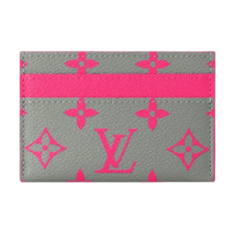 Louis Vuitton Monogram Glow Coated Canvas Card Holder for Men – Gray and Pink
