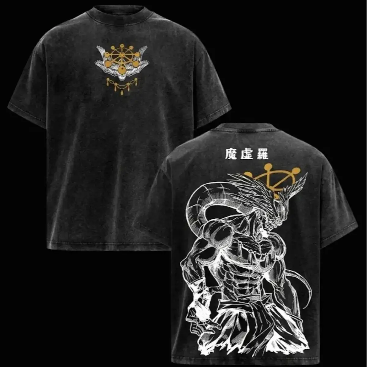 Mahoraga JJK Anime Graphic Tee, Vintage Washed Oversized Dark Anime Streetwear T-Shirt, Soft Cotton Unisex Apparel, Gift for Jujutsu Kaisen Fans quarter zip men lemon demon soulja boy outfit truck fit clothes gorlock destroyerUnisex Casual