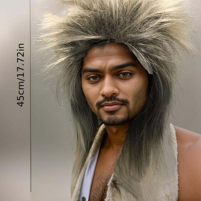2026 Punk Rock Style Men s Fluffy Synthetic Wig Wild Messy Texture Spiky Volume for Costume Party Halloween and Daily Fashion