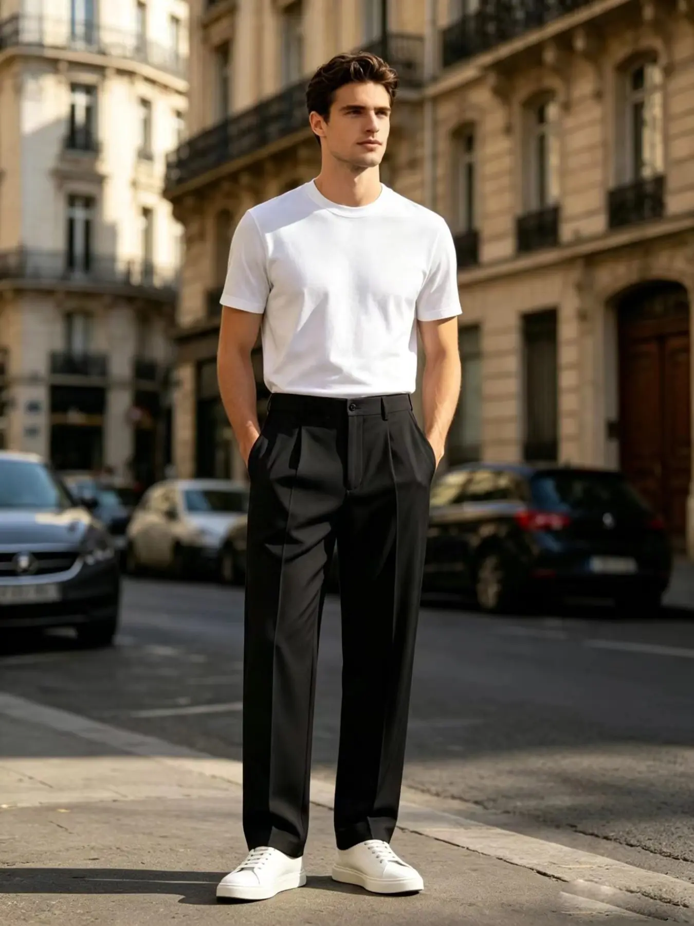Men's Drop Waist Straight Leg Casual Pants, Versatile Nine-Part Pants, Lightweight Business Suit Pants for All Seasons