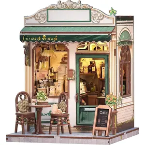 Book Nook Kit - DIY Miniature House Dollhouse Kit  Adult and Teens, Booknook Bookshelf Decor Alley Model Build with LED Light, Gifts  Family and Friends (Sunny Cafe)