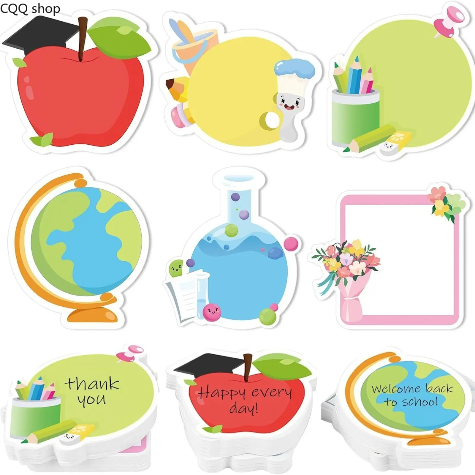 Cute Cartoon Self-Stick Note Pads, Tearable Teacher Appreciation & Back to School Memo Notebook, Creative Reusable Planner Stationery for Office Classroom Daily Use