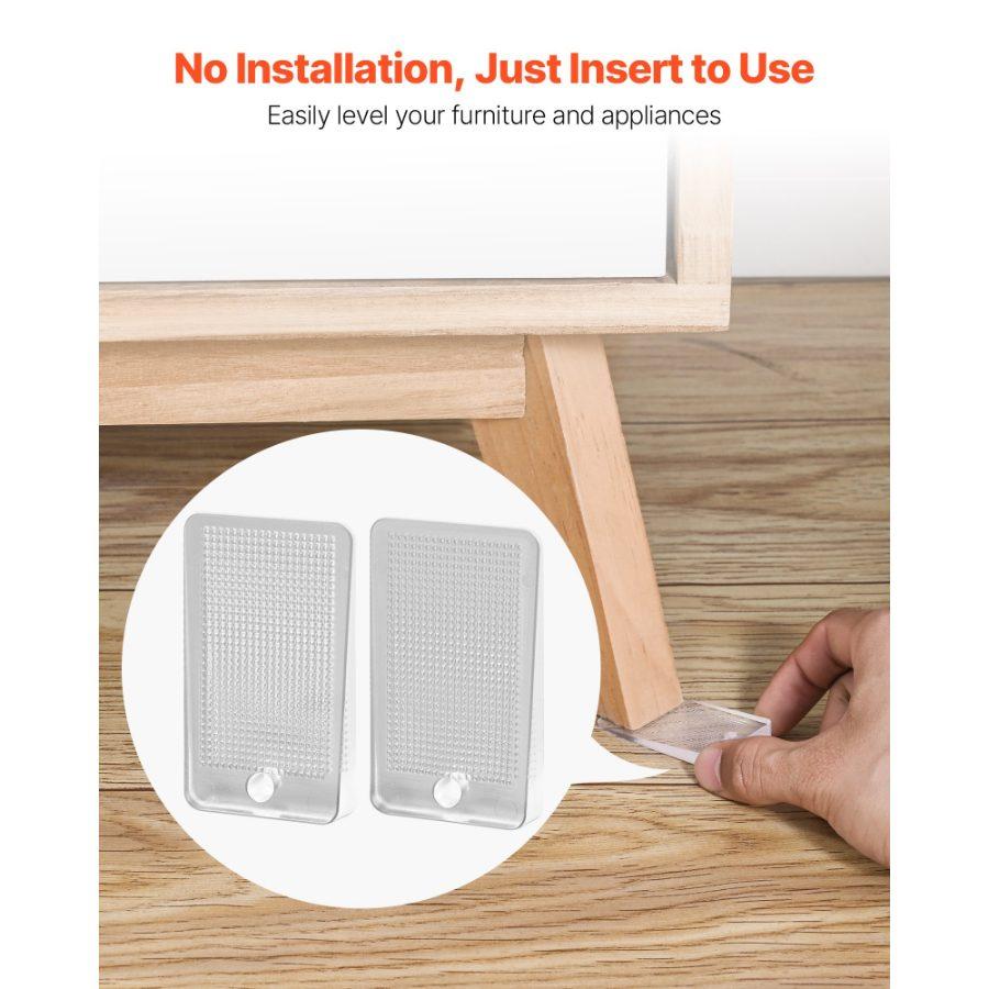 VEVOR Furniture Leveling Shims, 30 PCS 1.97x 1.16x 0.22 inch Non-Skid Clear Plastic Pads, Easy-to-Cut Furniture Leveler, Ideal Shim Leveler for Couch, Refrigerator, Table Legs to Avoid Wobbling VEVOR Furniture Leveling Shims, 30 PCS 1.97x 1.16x 0.22 inch Non-Skid Clear Plastic Pads, Easy-to-Cut Furniture Leveler, Ideal Shim Leveler for Couch, Refrigerator, Table Legs to Avoid Wobbling