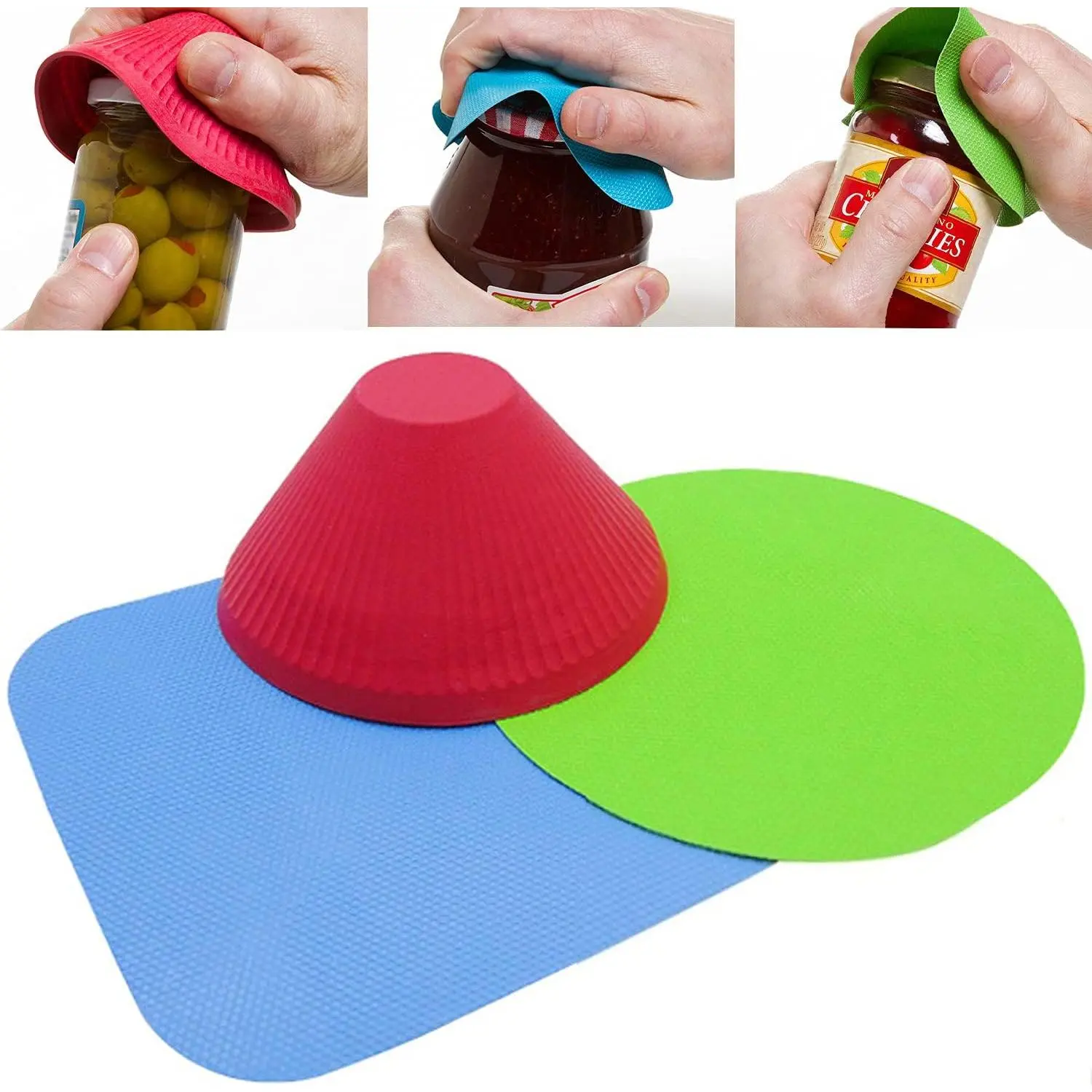 Jar Gripper Multi Purpose  Rubber Gripper Jar Opener Gripper Rubber Jar Multi Purpose Bottle Lid Openers Fit for  Bottles Set of 3