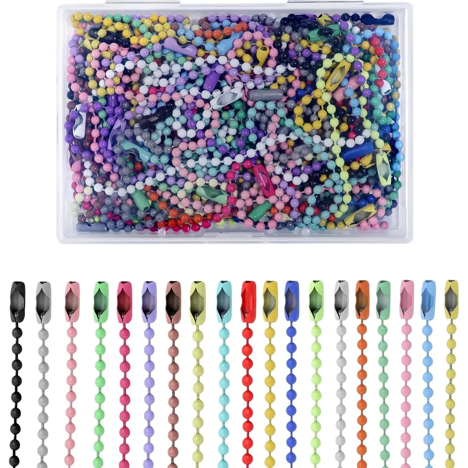 100 count Ball Chain for ,Bulk Bead Chains for  Decor | 4 Inch  Tag Chain,Small Metal Chain for  Decoration,Badge, Rings,Crafts, making ( Color)
