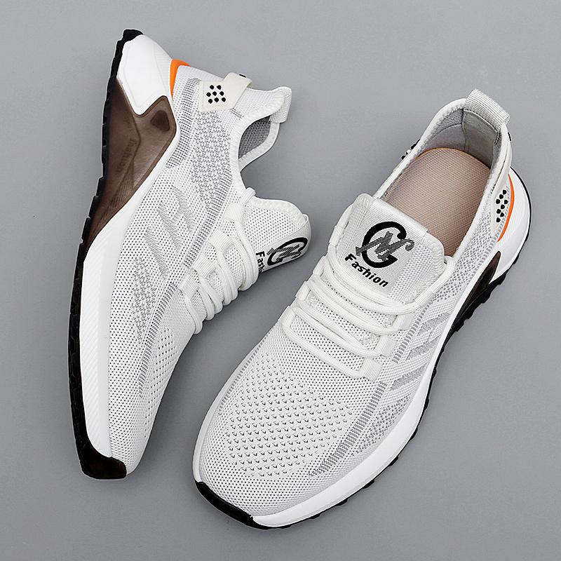 (New)Men'S Casual Running Shoes|   Comfortable Thick-Soled Shock-Absorbing Shoes with Faux Upper and Rubber Sole, Lace Closure, Pointed Toe, Suitable for All Seasons