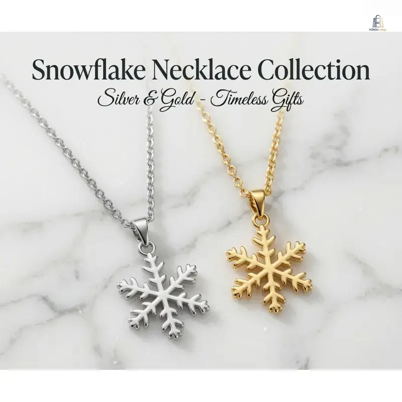 Geometric Snowflake Pendant Necklace, Elegant Copper Craft Jewelry for Men & Women, Casual Daily Accessory for Party & Holiday Wear, Unisex