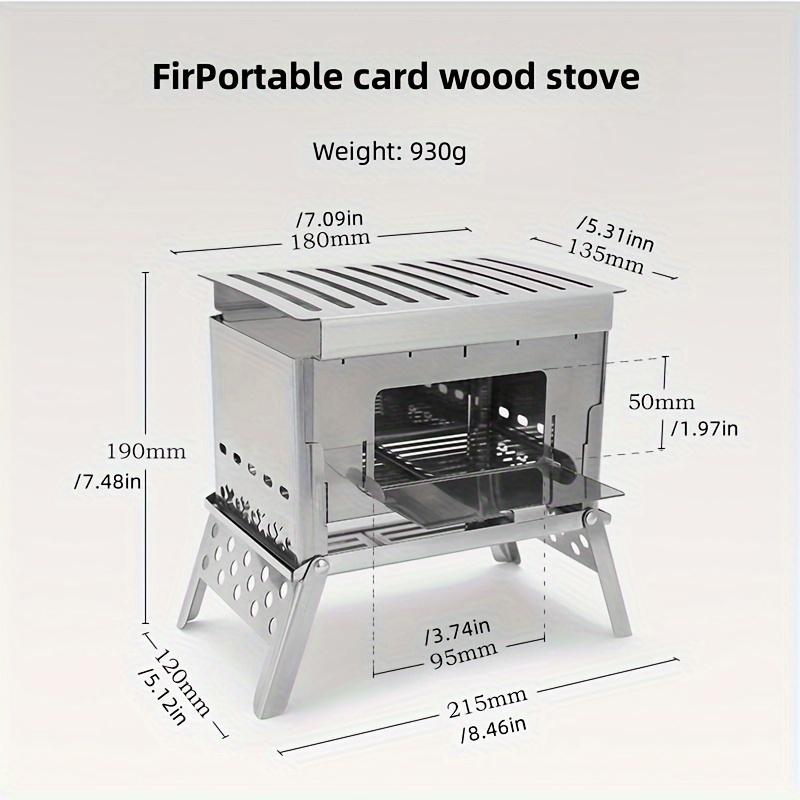Outdoor Stainless Steel Card Grill, Camping Mini Detachable Portable Wood Stove, Picnic Charcoal Card Stove