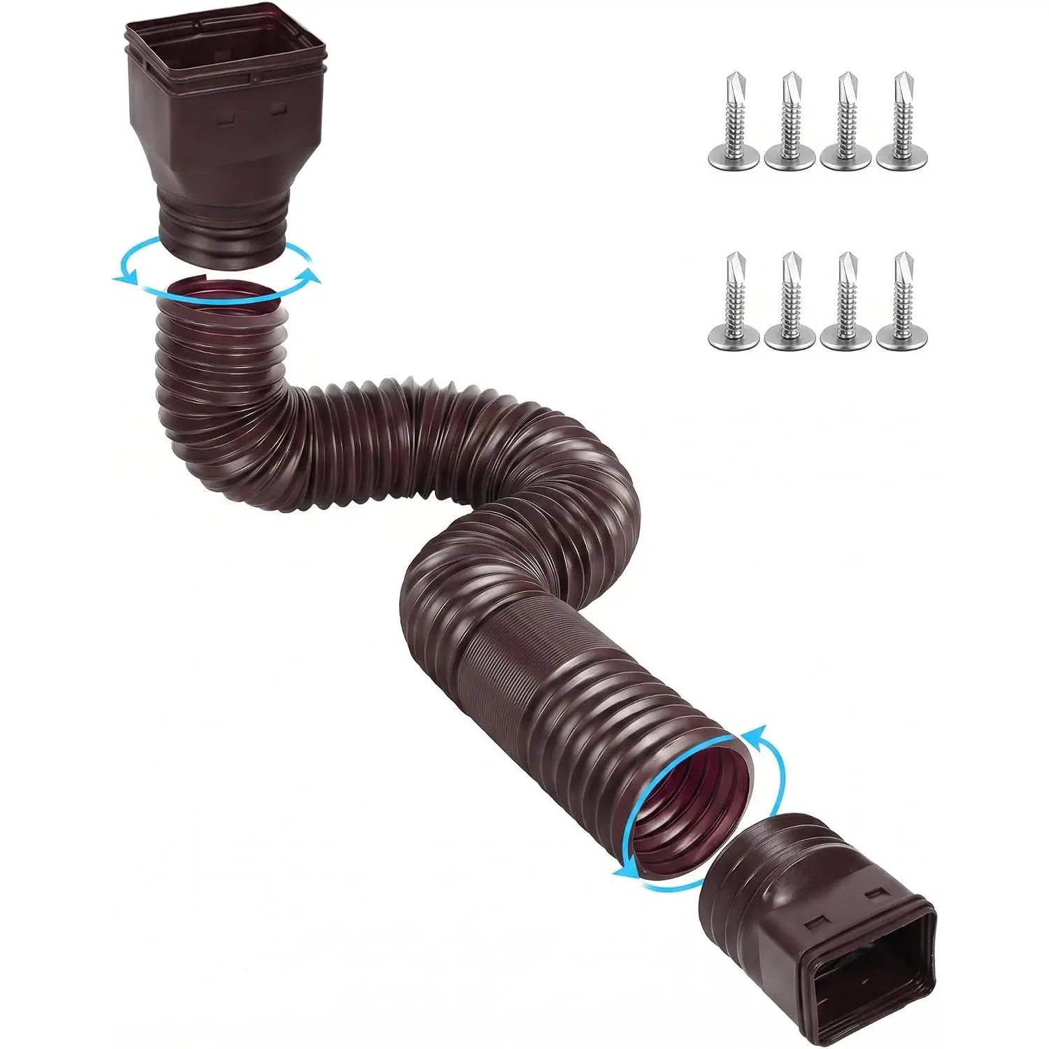 Rain Gutter Downspout Extensions, Downspout Extender for Rainwater Drainage Flexible, Down Spout Drain Extension Pipe and Extendable from 21 to 66 Inches (Brown)