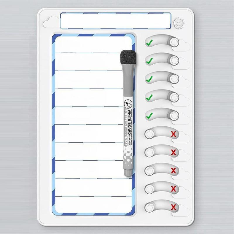 Magnetic Children's Chore Chart With Pen, Monthly Planner Magnet, 1 Piece Square Children's Clock Card, Rewritable Reward Board For Kids