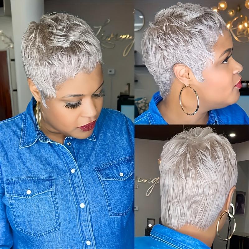 Fashion New 6-Inch Grey Human Hair Wig for Women - Short  display picture 2