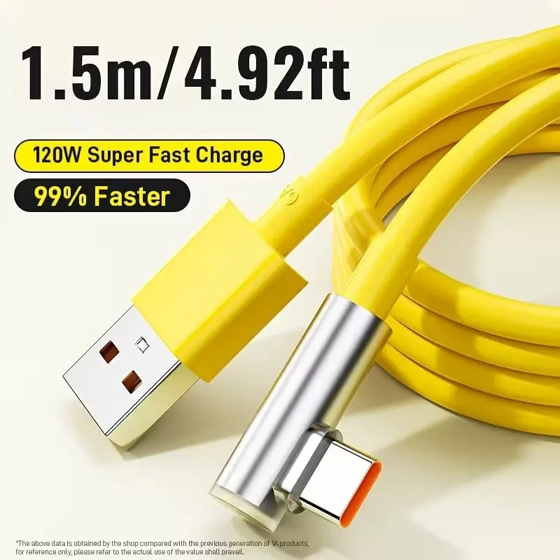 USB a to Type C 90 Degree Right Angle Cable, Fast Charging, Oxygen-Free Copper Core, Compatible with Apple Samsung Xiaomi Oppo Vivo Smartphone