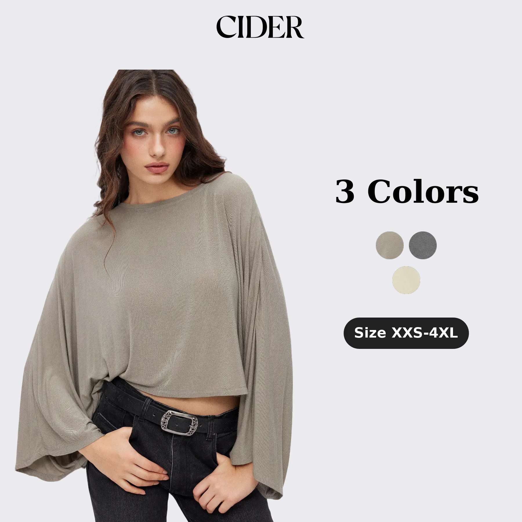 Cider Jersey Round Neck Batwing Sleeve Oversized Tee SummerFinds