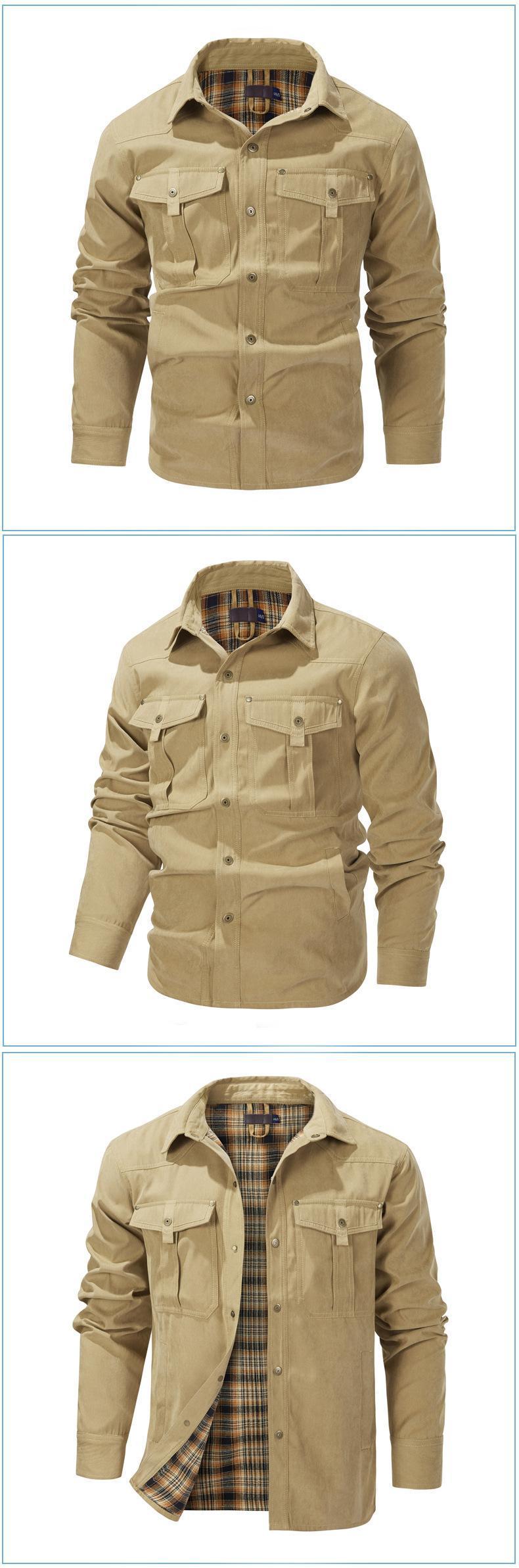 BIGWIG Men's Plaid Flannel Jacket, Winter Bomber Jacket, Warm Workwear Jacket, Flannel Lined, Lightweight Snap Button, Lapel Casual Jacket, Retro Western Style Jacket