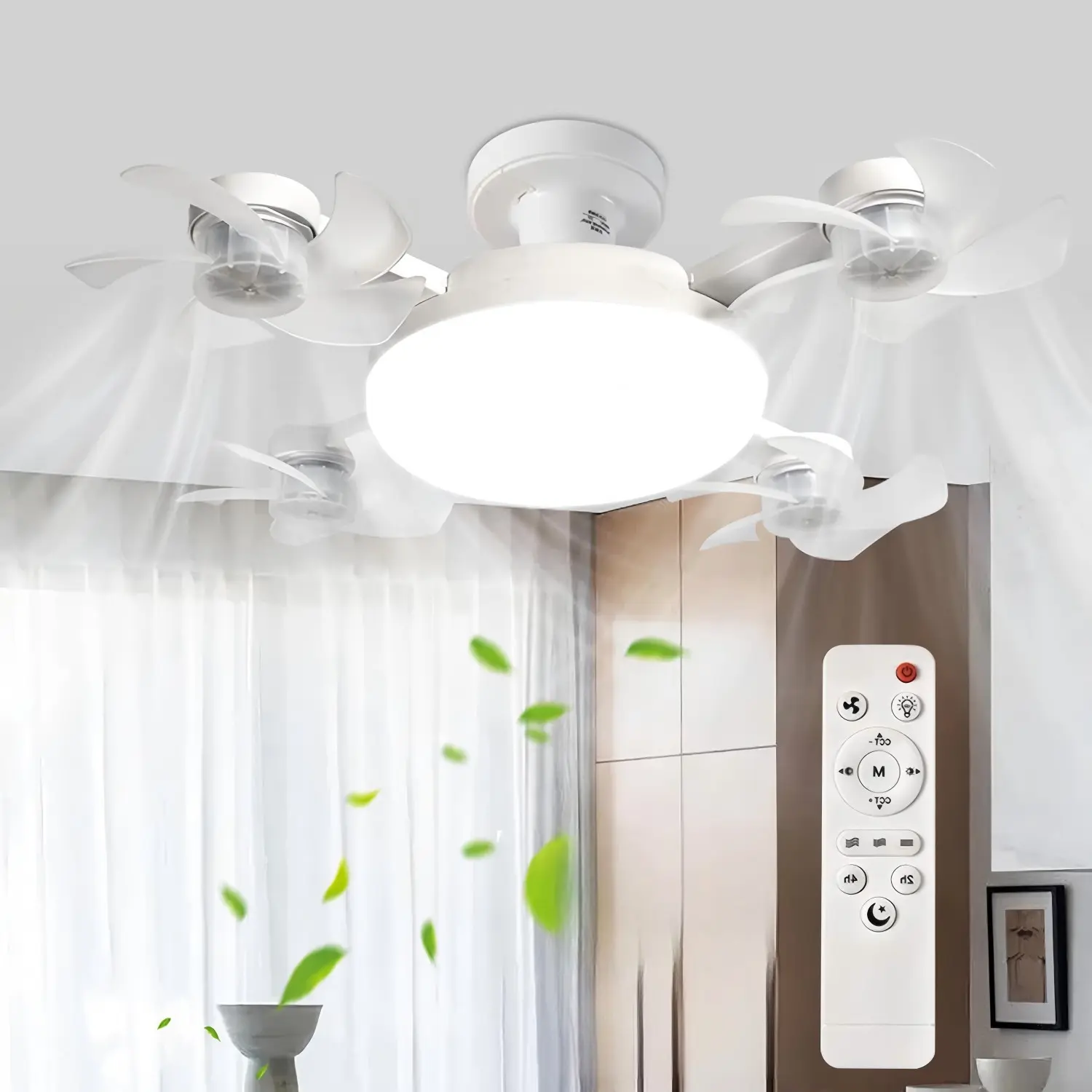 2026 New E27 Plug-In Ceiling Fan Lamp, Silent LED, 3 Speeds, Remote Control, Dimmable, Easy Installation, Energy Efficient