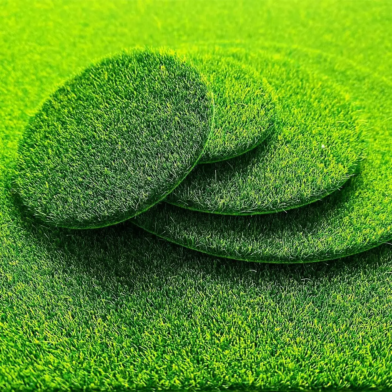 5pcs Artificial Moss Grass Round Micro Landscape, DIY Succulent Pottery Decor, Fake Carpet Planting Material, Greenery Simulation, Artificial Plants