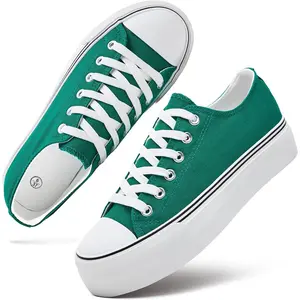 Platform Sneakers for Women White Platform Shoes Low Top Tennis Shoes Non Slip Black Fashion Canvas Sneakers