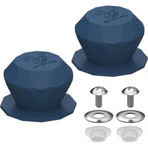 Universal Pot Lid Replacement Knobs Pan Lid Holding Handles Long Screws Anti-scald Cookware Cover for Kitchen Glass Lid 2 Pack Diamond Shape Dark Blue
