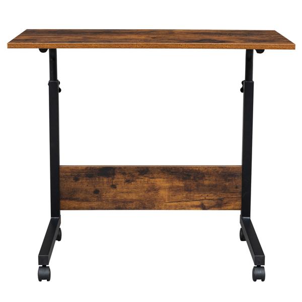 Space-Saving Rolling Side Table - Adjustable Height, 15MM Chipboard & Steel Frame, Retro Style for Living Room or Office