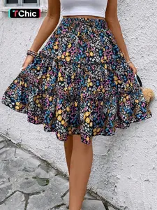 Women Chiffon Floral Ruffle Hem Skirt (Assorted Prints)