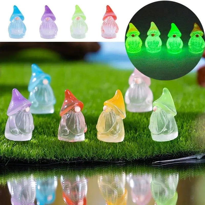 10PCS Durable & High-Quality Luminous Mini Gnomes, Cute Designs Bulk Pack Option for DIY Miniature Landscapes, Fairy Garden Moss Micro Decor Accessories, Home Decor & Gifting