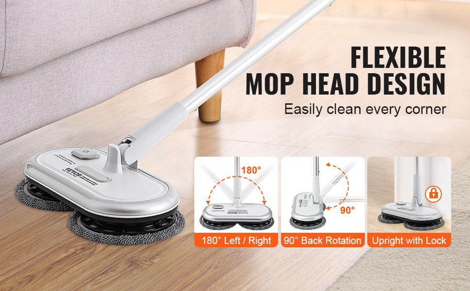 VEVOR Cordless Electric Mop, Up to 70 mins Powerful Battery, Electric Spin Mop with Dual Spinning Mop Heads, 4 Microfiber Pads & 2 Floor Scrubber Pads, for Hardwood Floor/Bathroom/Tile Floor Cleaning