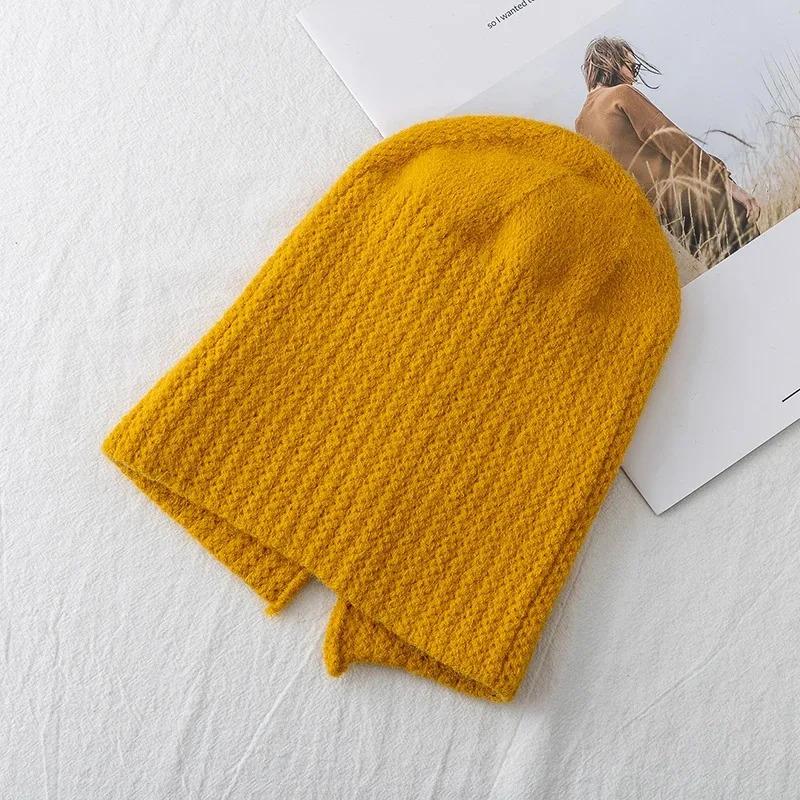 Hot Sale Women Hat Kpop Style Autumn /Winter Hat Soft Beanie Hats For Women Leisure Back Split Teens Ponytail Knitted Cap