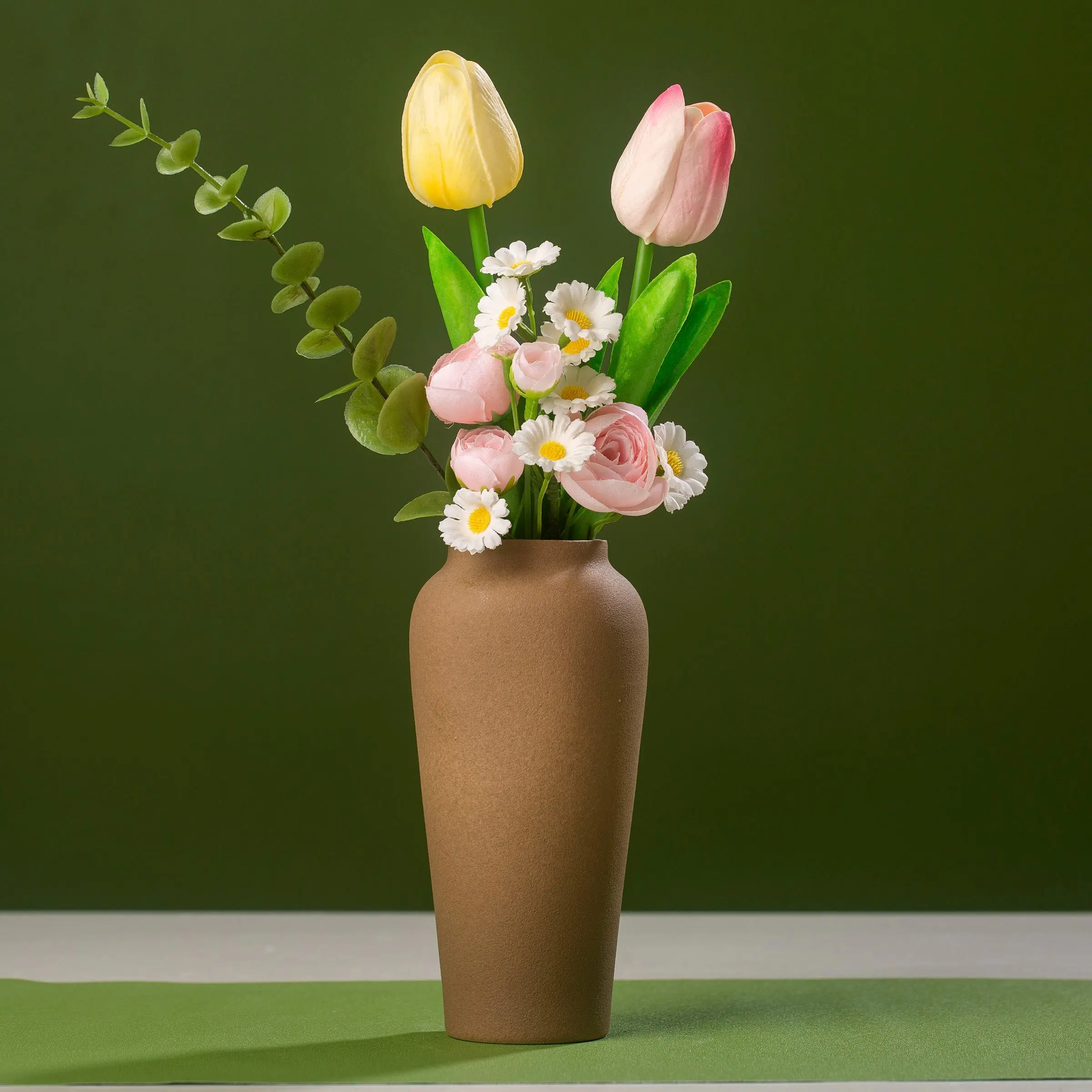 Jingdezhen Rough Pottery Ceramic Vase, Vintage Artistic Flower Arrangement, Dried Flowers Decorative Piece, Water Cultivation Floral Display