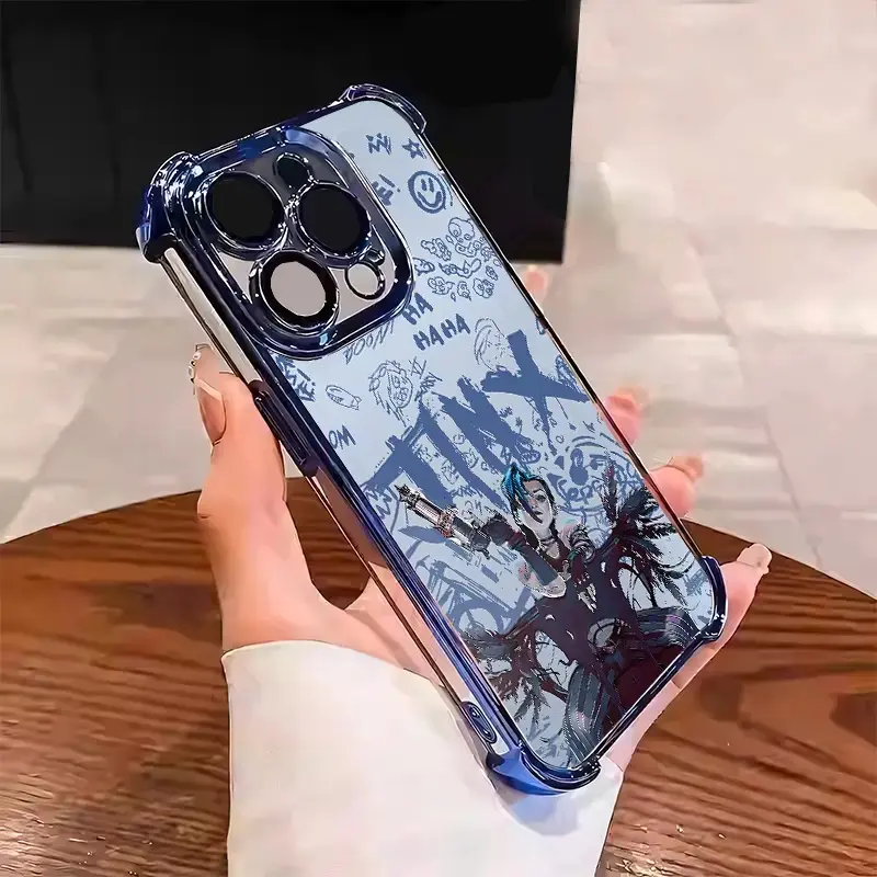 Arccccane Jinx Graffiti Phone Case,game Aesthetic cover for iPhone 11 12 13 14 15 16 17 for Samsung Series,Shockproof Four Corner Anti-Fall Aesthetic durable Phone Case,Transparent Electroplated TPU Smartphone Case,for iphone 17 pro max case