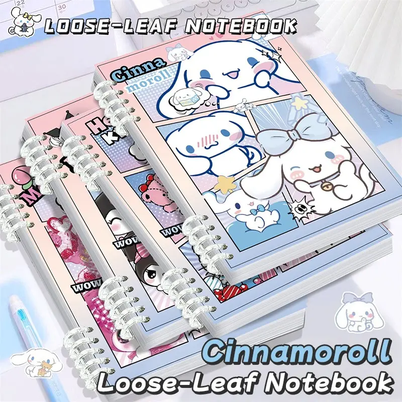 Sanrio Notebook with Detachable Pages and Colorful Cartoon Characters Including My Melody and Kuromi, A5/b5 High-Beauty Spiral Notebook for Girls, Cute Girl Note-Taking Journal
