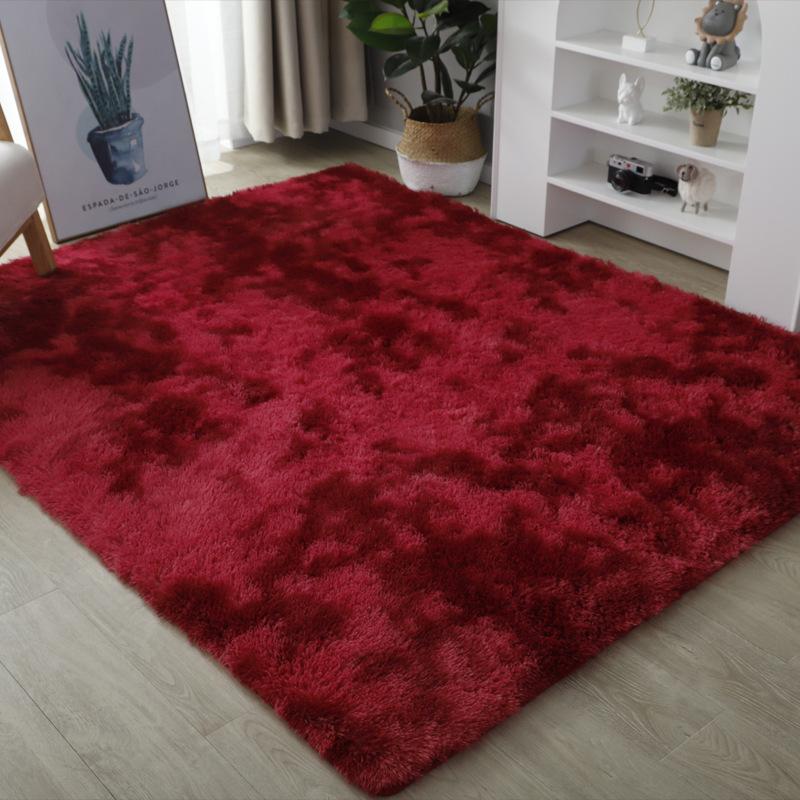 Washable Long Plush Tie-Dye Gradient Home Rug for Living Room, Bedroom, Sofa Side, Bedside and Bay Window