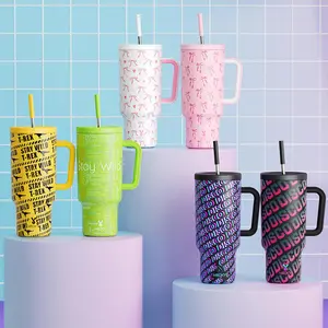 40oz Straw Handle Vacuum Flask, 1/2 Counts Leak-proof Tumbler Cup with Lid, Stainless Steel Insulated Cup for Home, Office and Outdoor