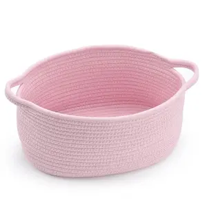 Small woven burr basket with gift bags and ribbons durable baskets for  Easter christmas gifts empty small rope basket for storage 13"X 8" X 6" baby toy baskets with handles, decorative organizer box petlovers