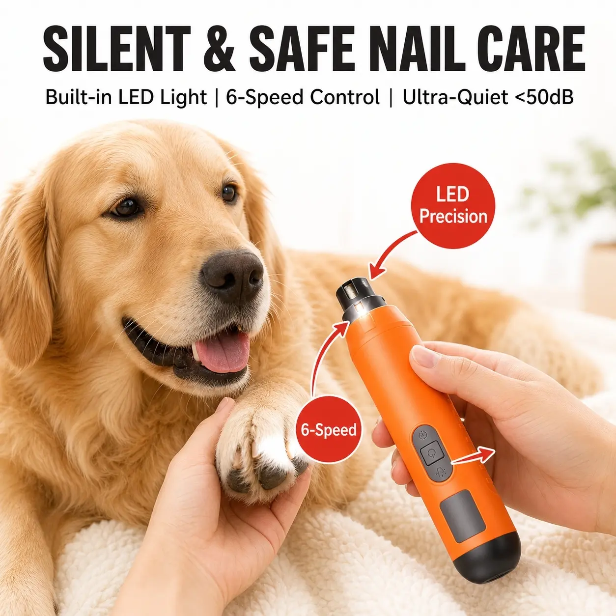 Silent Dog Nail Grinder Rechargeable Nail Clipper | Pet Grooming Tool for Dogs, Cats, and Kittens - Paw and Claw Grooming Care