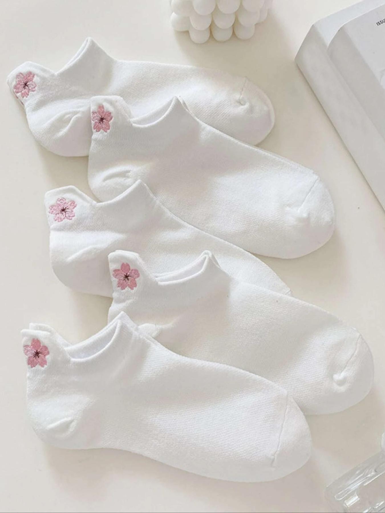 Women's Floral Embroidered Ankle Socks, Casual Soft Comfy Knit Low Cut Socks, Comfy Anklet for Women, Multi-pack Hosiery for Summer, Elegant