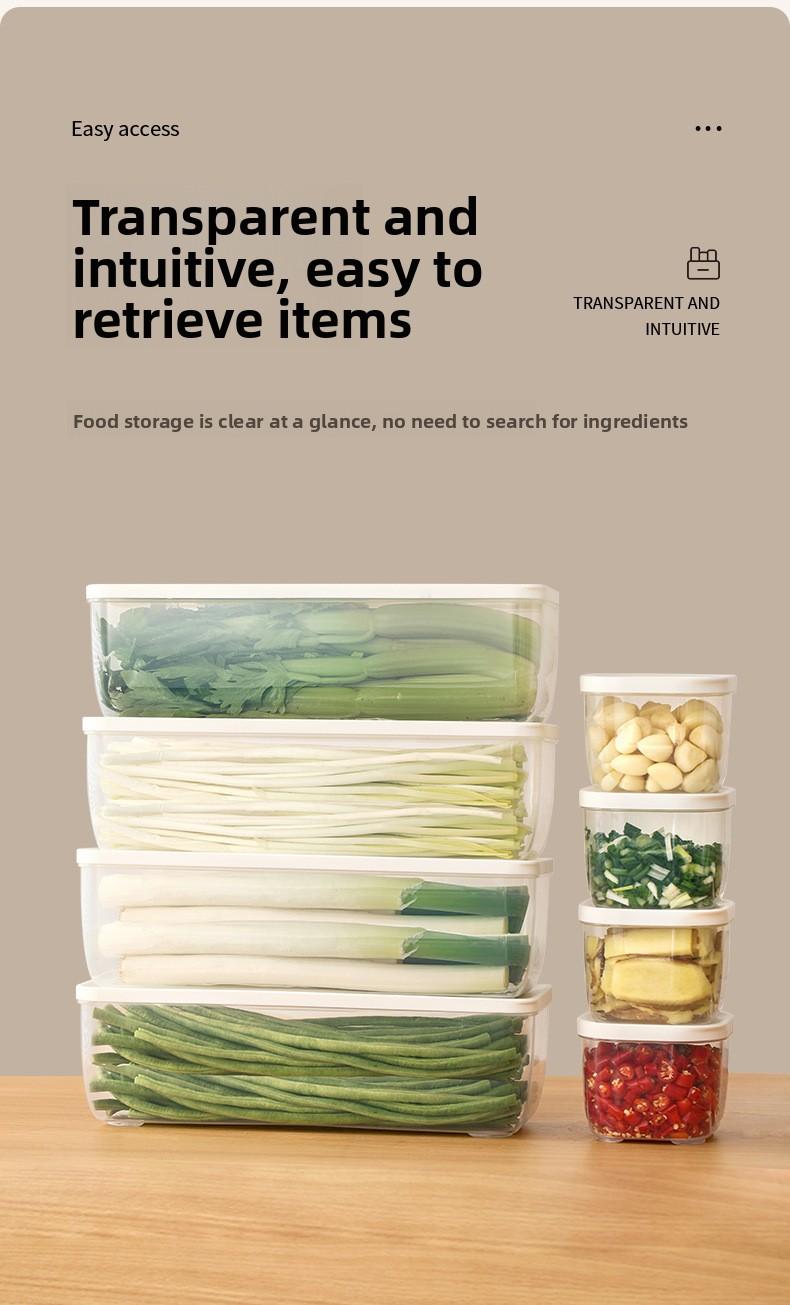 FaSoLa Refrigerator Storage Box for Scallions, Green Onions, and Coriander, Specialized Fresh-Keeping Box, Kitchen Food-Grade Sealed Box for Scallions, Ginger, and Garlic