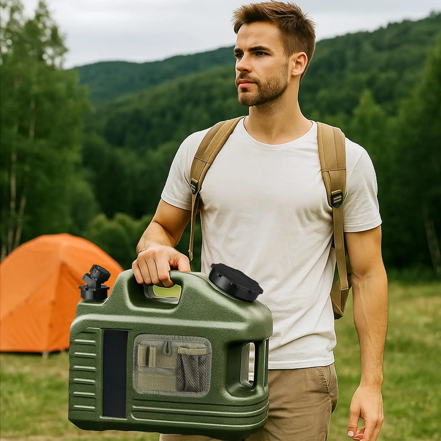 5 Gallon Camping Water Jug with Spigot, Water Container BPA Free Water Storage with Tool Bag, Portable Water Tank Emergency Water Storage for Hiking, Camping, Picnic, Home Use