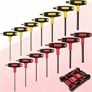 Hex Key Set, 14-Piece T-Handle Allen Wrench Set, Metric and SAE Long Arm Hex Key Set with Storage Box, Portable Allen Key Set for Home Repair and Mechanical Maintenance