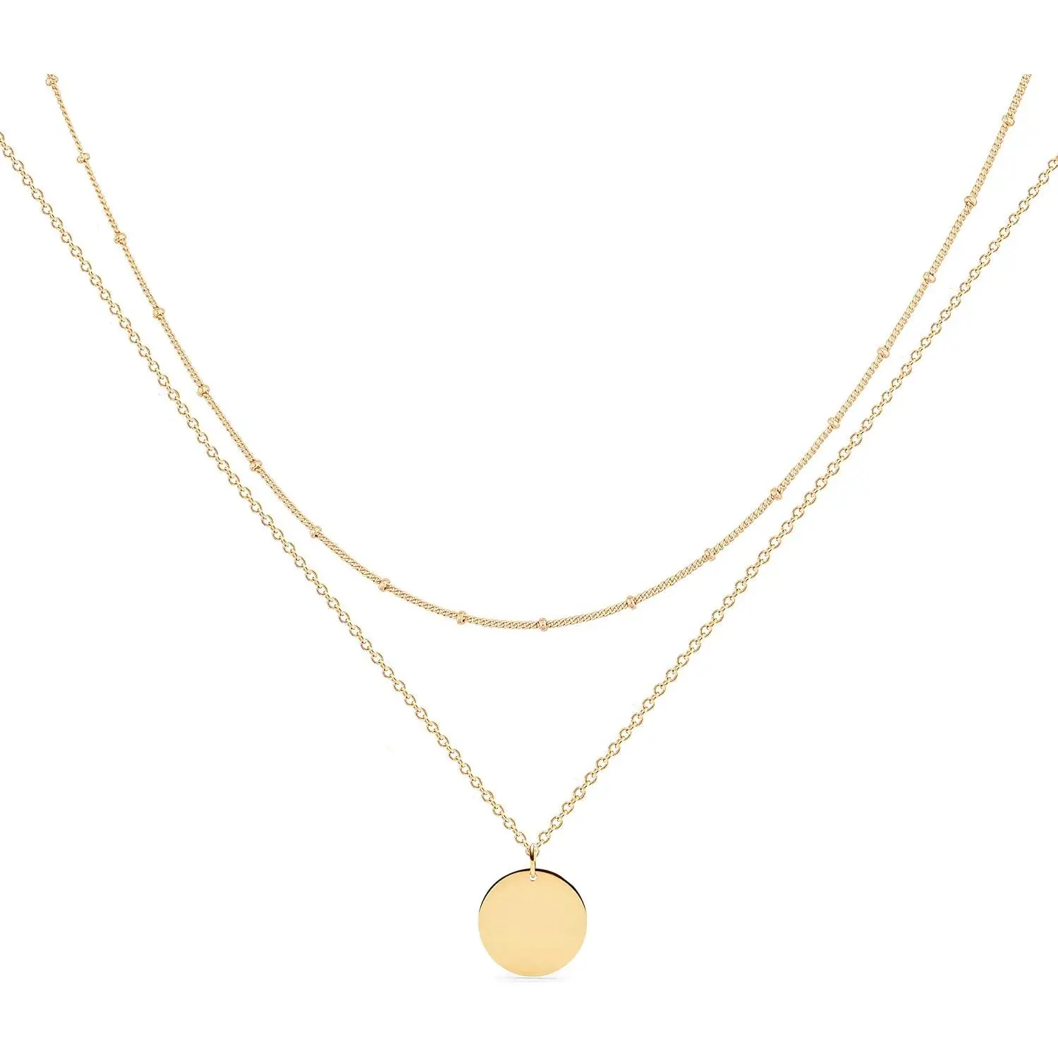 Women's Multi-Layer Dainty Pendant Necklace Set, Brass Chains Costume Jewelry Accessory