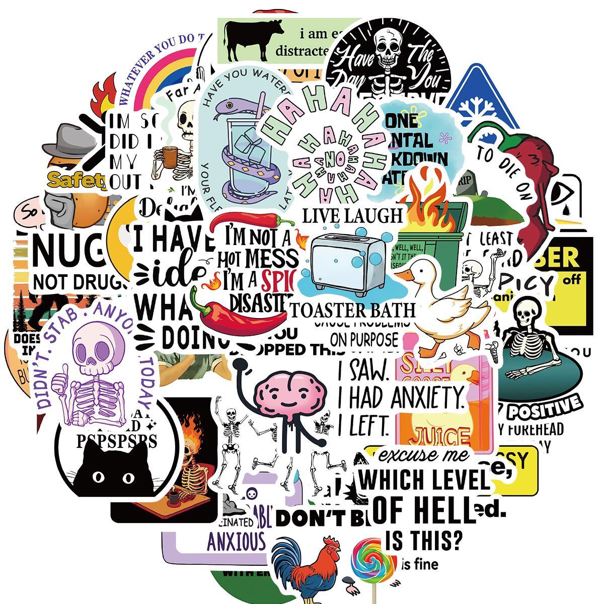 Snarky Sticker, Funny Stickers, 50pcs/set Humorous Sarcasm Sticker, Waterproof Vinyl Sarcastic Quotes Sticker for Water Bottle, Laptop, Kindle, Scrapbook