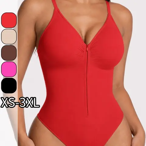 Seamless Soft Shaping Bodysuit for Women – Front Zipper, Slim Straps & No Panty Lines，Everyday，wedding dress，prom dress, Shaper Bodysuits
