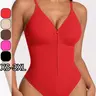Seamless Soft Shaping Bodysuit for Women – Front Zipper, Slim Straps & No Panty Lines,Everyday,wedding dress,prom dress, Shaper Bodysuits