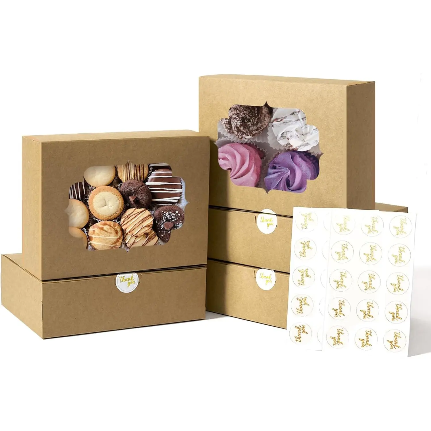 30 count Bakery Boxes 8-In with Windows, Cookie Boxes Brown for  Covered Strawberries, , Donuts, Cupcakes, and Candy  Giving 8x6x2.5 Inch