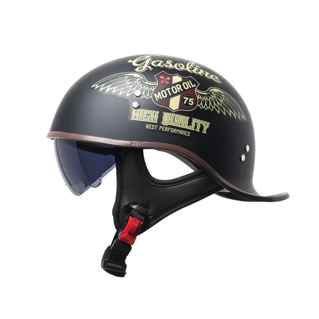 Dot Certified Summer Retro Motorcycle Helmet, Unisex Electric Bike Helmet, All-Season Half Helm, Breathable Sunshade, Cruiser Riding Gear