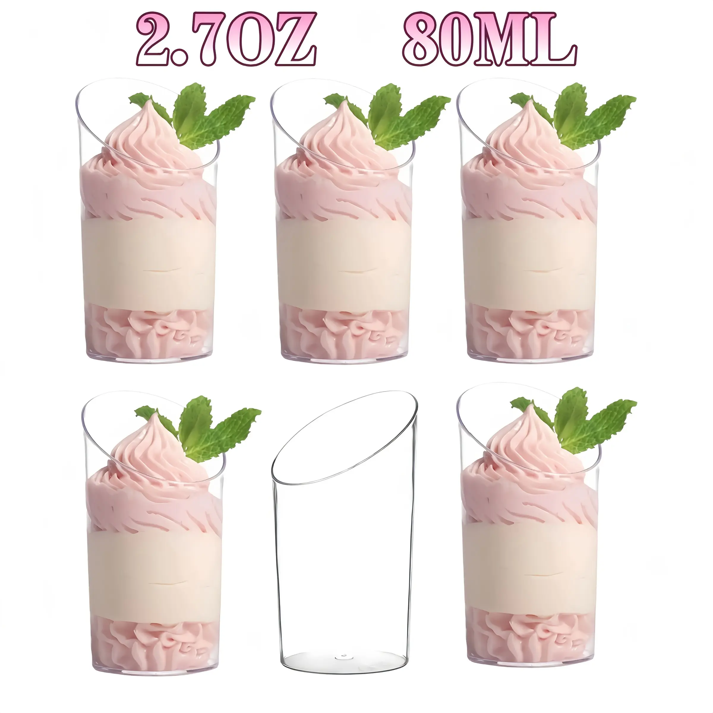 20/40pcs Mini Dessert Cups, Reusable Cake Pudding Tiramisu Ice Cream Cups, Ideal for Weddings Birthdays Parties Events